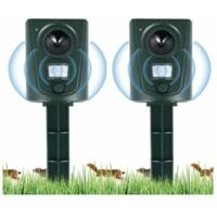 2023 2X Ultraschall Katzenabwehr Garten, Katzenabwehr mit Erdspieß gegen Hunde und Katzen, Vögel, für Gärten, Felder, Baumschulen, wasserdicht..DEBUNS