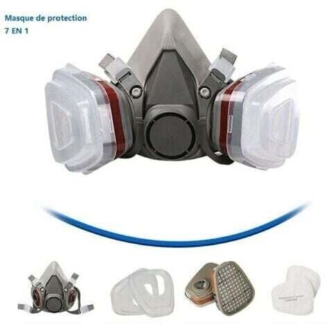 Maschera protettiva 7 in 1, maschera per verniciatura, riutilizzabile con filtro antipolvere, maschera antigas respiratoria con filtro per verniciatura a spruzzo, lavoro, prodotti chimici, fai da te, 