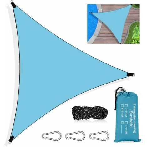 Vela ombreggiante triangolare, telo ombreggiante triangolare impermeabile 3 x 3 x 3 m, con protezione UV e telo ombreggiante in HDPE traspirante, con corda, per patio, giardino, terrazza, piscina, est (1/5)