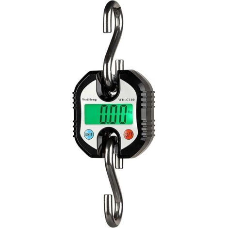 Bilance digitali, bilancia a gancio, mini bilancia portatile sospesa con display LCD, bilancia elettronica da 150 kg, bilancia a gancio sospesa con dinamometro LCD e bilancia a gancio (nera), di DEBUN