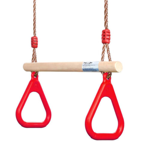 Altalena e struttura, Altalena trapezio in legno con anelli ginnici Parco giochi per bambini Set scivolo Giardino interno ed esterno, di DEBUNS