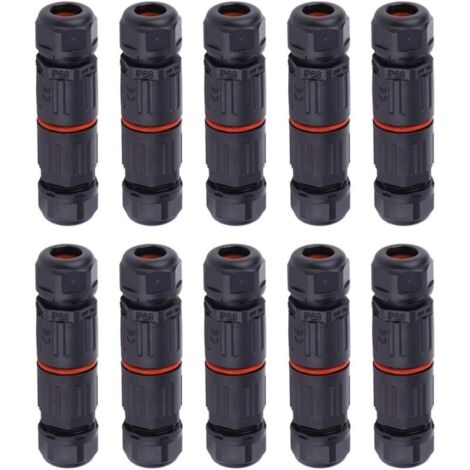 Connettore per cavo elettrico impermeabile IP68 da 10 pezzi, connettori impermeabili femmina a 3 pin, presa di corrente per esterni, connettore per cavo impermeabile..DEBUNS (1/5)