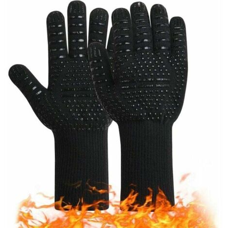 Guanti isolanti resistenti al calore per microonde e barbecue, neri, n. 1, 32 cm