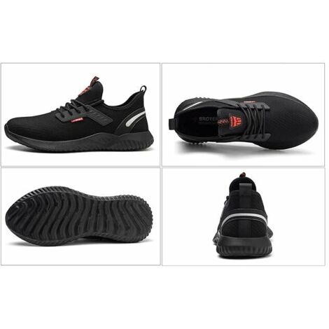 Scarpe antinfortunistiche, scarpe da ginnastica antinfortunistiche da uomo, scarpe da ginnastica antinfortunistiche da donna con punta in acciaio, scarpe da lavoro protettive industriali, nere EU 38 (1/4)