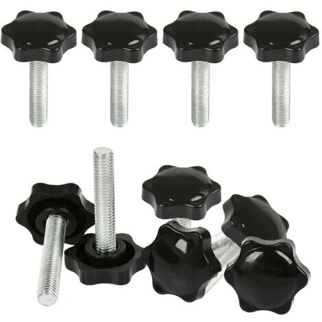 10 pezzi M8 X 40 mm Manopole di serraggio Vite a testa zigrinata, Manopola filettata Dado a stella M8 Bullone di serraggio filettato con dado, Manopole di serraggio filettate con maniglia..DEBUNS (1/5)