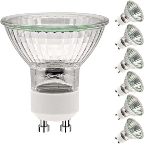 Lampadine GU10 50W, lampadine alogene GU10, lampadina faretto AC 230V 50W, lampadine alogene GU10 a 2 pin, angolo del fascio di 35°, 2700K, bianco caldo dimmerabile, confezione da 6, DEBUNS (1/5)