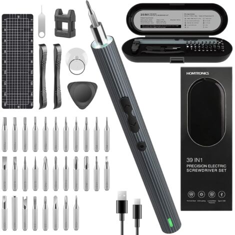 Mini cacciavite elettrico di precisione, [coppia 0,45-0,65/4N.M, senza fili] Cacciavite elettrico di precisione, cacciavite di precisione ricaricabile 39 in 1 con USB, per orologi, occhiali, droni (1/5)