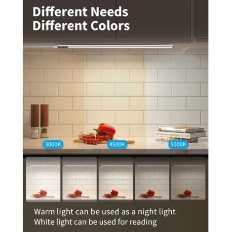 LROLTEF Luce LED Sottopensile Cucina 21CM 1500mAh 3 Temperature Colore 32 LED Sensore di Movimento per Luci - Luce Armadio Lampada Dimmerabile per Cucina Scale Soggiorno Bagno|2 Pezzi