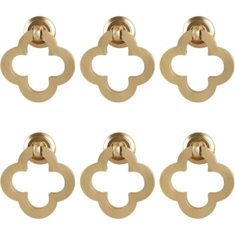 [6 pezzi pomelli per mobili a forma di fiore dorati, anello per mobili in lega di zinco in ottone spazzolato, pomelli per cassettiere, ferramenta per mobili per mobili da cucina, cassetti, ante di arm (1/5)