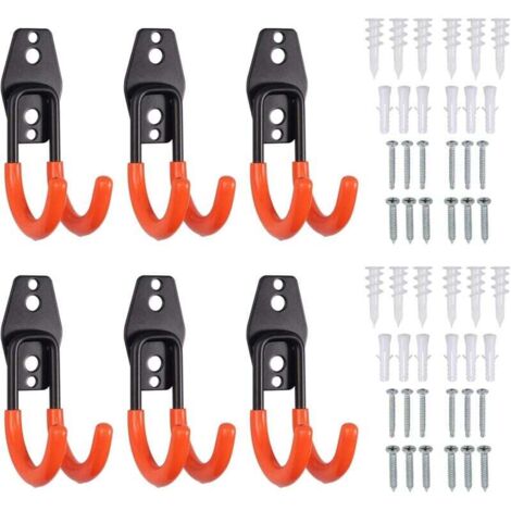 ganci portaoggetti in acciaio per garage, doppi ganci portaoggetti per garage, ganci portautensili in gomma antiscivolo per oggetti ingombranti, biciclette, corde, scale, di DEBUNS (1/5)