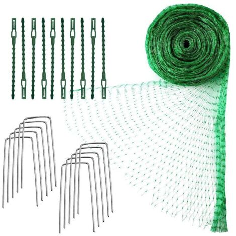 Rete anti-uccelli, rete anti-uccelli da giardino verde da 4 x 10 m per la protezione delle piante, protegge piante, frutta, fiori e verdura, 10 picchetti + 10 lacci..DEBUNS (1/4)