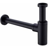 Sifone per lavello in ottone, sifone universale con tubo di prolunga da 200 mm, sifone regolabile antiodore e antiperdita da 1 1/4 x 32 mm, Nero opaco