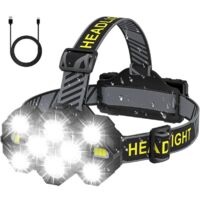 Lampada frontale ricaricabile - 2022 Aggiornata 22000 Lumen 10 LED 10 Modalità Super Luminosa Torcia frontale a mani libere per campeggio, pesca, ciclismo, escursionismo, impermeabile, di DEBUNS
