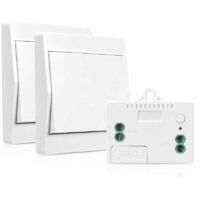 Interruttore autoalimentato wireless e senza batteria, trasmettitore RF e ricevitore, interruttore di sicurezza, telecomando da parete 200M, 433MHz, confezione da 2..DEBUNS