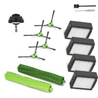 Accessori e ricambi per iRobot Roomba j7 i7 i6 i3 i4 i2 i5 i8 i1+/Plus e5 e6 serie IEJ - 1 spazzola a rullo in gomma, 1 ruota girevole, 4 filtri, 4 spazzole laterali nere...DEBUNS