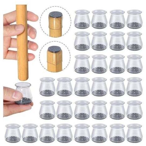 DEBUNS - 32 protectores de silicona para patas de silla, tamaño pequeño (23-32 mm), almohadilla pequeña para silla, protectores de suelo de silicona transparente con almohadillas de fieltro, para suel