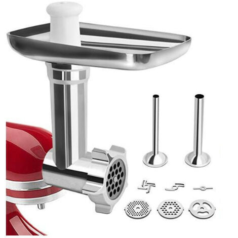 Accesorios para picadora de carne KitchenAid, picadora KitchenAid para batidora de pie, con 3 placas de molienda y 2 tubos de relleno para picadora de carne KitchenAid Artisan, de DEBUNS