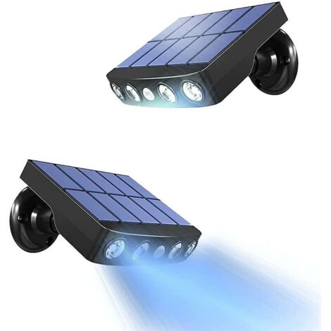 Luces solares para exterior, [2 piezas] Luces solares para exterior con sensor de movimiento, Foco solar de 360° para exterior [1200 mAh] Farol solar impermeable para jardín (Negro) [Clase energética  (1/5)