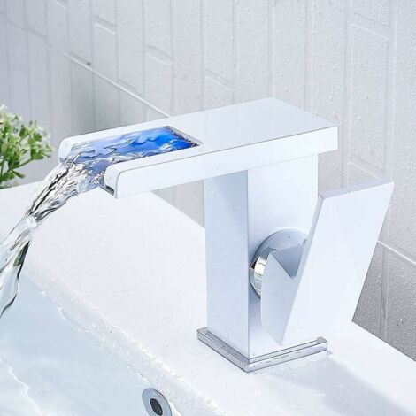 Grifo de baño con cascada LED DEBUNS, blanco (1/5)