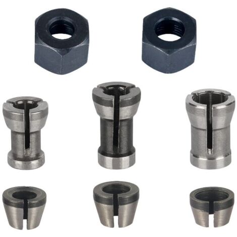Mandriles para fresadora (paquete de 8), pinzas para mandril de corte (6 mm, 6,35 mm, 8 mm), pinzas para fresadora, adaptadores de pinzas, de DEBUNS (1/5)