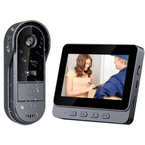 Timbre inalámbrico para exteriores, impermeable, 1080P, con cámara y pantalla IPS de 4,3", videoportero inalámbrico IP65, impermeable, cámara HD de 170°, intercomunicador, visión nocturna infrarroja,