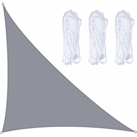 DEBUNS Vela de sombra triangular impermeable de 3 x 4 x 5 m con 3 cuerdas, tela resistente y duradera para jardín y exterior (1/5)