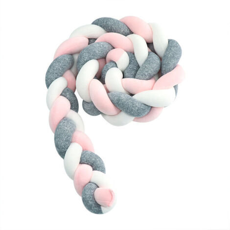 Protector de cuna para bebé - Cojín de bebé de 3 tejidos con trenzado de serpiente, protector de cama de terciopelo, protector de cuna para recién nacidos, decoración de dormitorio con, gris polvo pic (1/5)