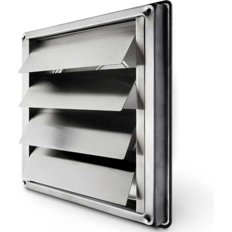 Rejilla de Ventilación 150 mm Acero Inoxidable Rejilla Antirretorno con Lamas Móviles Cierre Automático Rejilla Campana Resistente a la Intemperie / Medida Cuadrada 184x184mm / Aireación Acero Inoxida