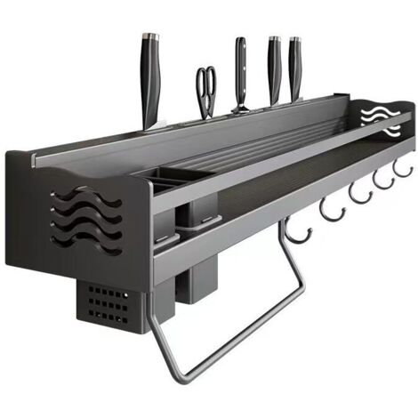 Especiero de pared para cocina, sin necesidad de taladrar, con 6 ganchos extraíbles, ideal para colocar especias, colgar espátulas, cucharas y otros utensilios de cocina, de DEBUNS