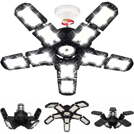 Luz LED para garaje, iluminación LED para garaje, luz LED de techo ajustable para taller, 180 W, E26, 6000 K, con múltiples paneles ajustables, 18 000 lúmenes, almacenamiento para taller, P9 (1/5)