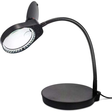 Lupa de lectura 2 en 1 3x 10x con soporte para lámpara y 38 luces LED para luz diurna, manualidades, industria electrónica (negra). DEBUNS