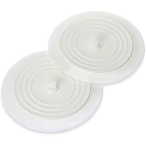 Tapones de drenaje de silicona universales (paquete de 2) de 15 cm para fregadero de cocina y baño (blancos). DEBUNS (1/5)