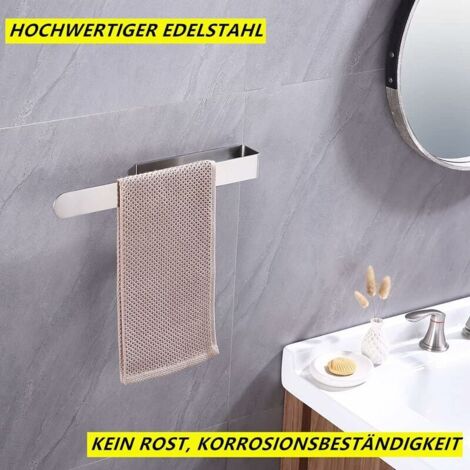 Toallero autoadhesivo Ohjijinn de níquel cepillado, de acero inoxidable, para pared, moderno toallero de aro, de 37 cm (con 2 ganchos) (1/4)