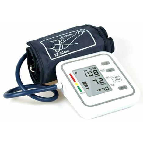 Tensiómetro electrónico automático de brazo con pantalla LCD grande, herramienta digital inteligente para medir la presión arterial, de DEBUNS (1/5)
