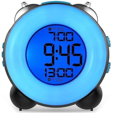 Reloj despertador ruidoso para personas que duermen profundamente con alarma opcional Configuración de alarma dual Función de repetición (azul completo), DEBUNS (1/5)