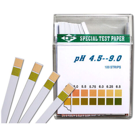 100 tiras reactivas de pH, papel tornasol, rango de medición 4,5-9, papel indicador universal, prueba de acidez para acuarios y agua potable, de DEBUNS (1/5)