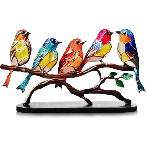 Adorno de pájaro colorido, figuras de pájaros de acrílico, adornos decorativos, regalo de decoración para el hogar, estilo moderno, decoración de mesa de pájaro para sala de estar, dormitorio, oficina (1/5)