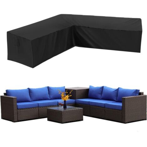 Funda impermeable para sofá esquinero de jardín, 210D Oxford, resistente al polvo, funda para muebles de jardín, funda para sofá esquinero en forma de L (300 x 300 x 98 cm)... DEBUNS (1/5)