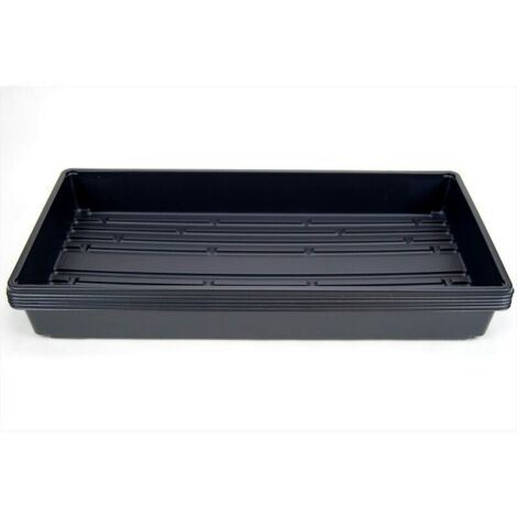 Paquete de 5 bandejas de plástico negro resistentes para plantar (sin orificios de drenaje) de 54 cm x 28 cm - Flores, plántulas, DEBUNS (1/4)