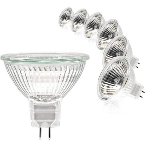 Bombillas halógenas, foco MR16, 12 V, 35 W, GU5.3, MR16 regulable, 2 pines, blanco cálido 2700 K, paquete de 6 [Clase energética G], DEBUNS