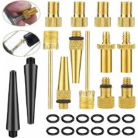 Boquilla de inflado, Ohjijinn, kit de 26 adaptadores de válvula de bicicleta, boquilla de latón, conector anticorrosión para bombas de bicicleta DV, AV y SV.