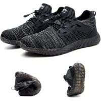 Zapatos de seguridad para hombre y mujer, botas de trabajo, para obras de construcción, industria, zapatillas deportivas, protección, puntera de acero, deportivas, EUR gris 43