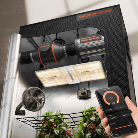 Spider Farmer – Grow box 120x60x180 cm avec LED SF2000EVO – Ventilation intégrée – Éclairage horticole pour culture intérieure
