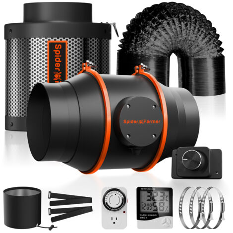 2025 Spider Farmer Ventilatore da condotto in linea da 6" con regolatore di velocità per ventilazione e aria di scarico