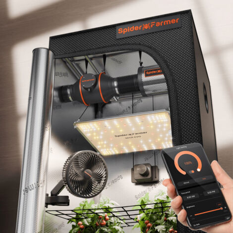 Kit Completo Growbox Spider Farmer 70x70x160cm con LED 150W e Ventilazione per Coltivazione Indoor
