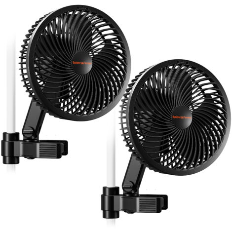 Spider Farmer Ventilatore a clip per Grow Tent da 6" con motore EC, 10 velocità, controllo intelligente tramite app, oscillazione grandangolare, impermeabile IP54 per il flusso d'aria delle piante, 2