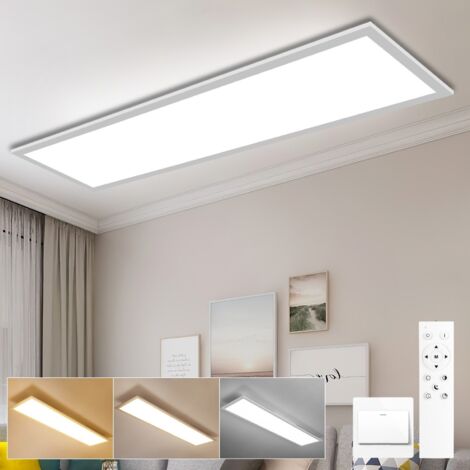 Panneau LED 120x30 cm Dimmable avec Télécommande, 36W, 3000K-6500K, Fonction Mémoire, Plafonnier Rectangulaire pour Cuisine, Bureau, Salon