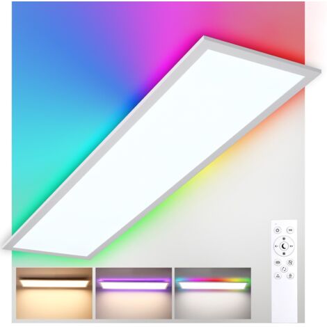 Plafonnier LED 100x25 cm Dimmable avec Rétroéclairage RGB, 30W 3300LM avec Télécommande, 3000K-6500K, Fonction Mémoire