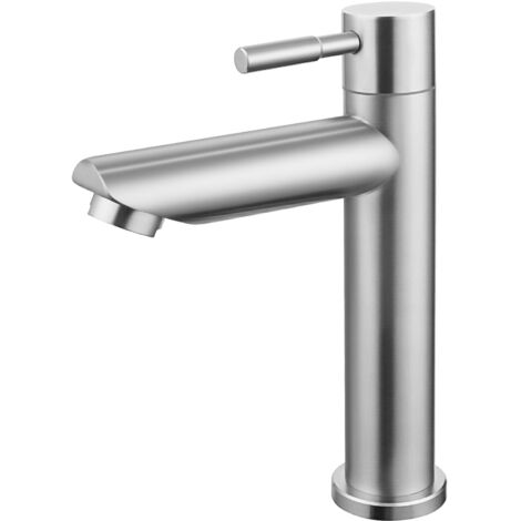 Robinet d'Eau Froide pour WC Invités, Robinet d'Eau Froide pour Petits Lavabos, Robinet d'Eau Froide en Acier Inoxydable avec Flexible de 60 Cm, Hauteur de Bec 110 Mm