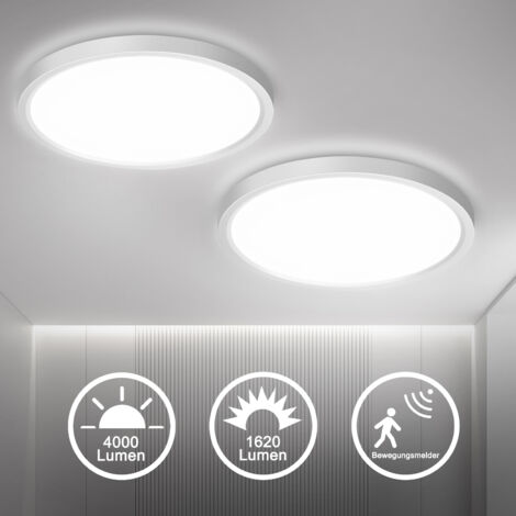 Oraymin Lot de 2 Plafonniers LED avec Détecteur de Mouvement Radar 18W 1620LM - Hublot de Plafond Plat - Blanc Neutre 4000K - Éclairage Automatique pour Couloir, Escalier, Garage (1/5)